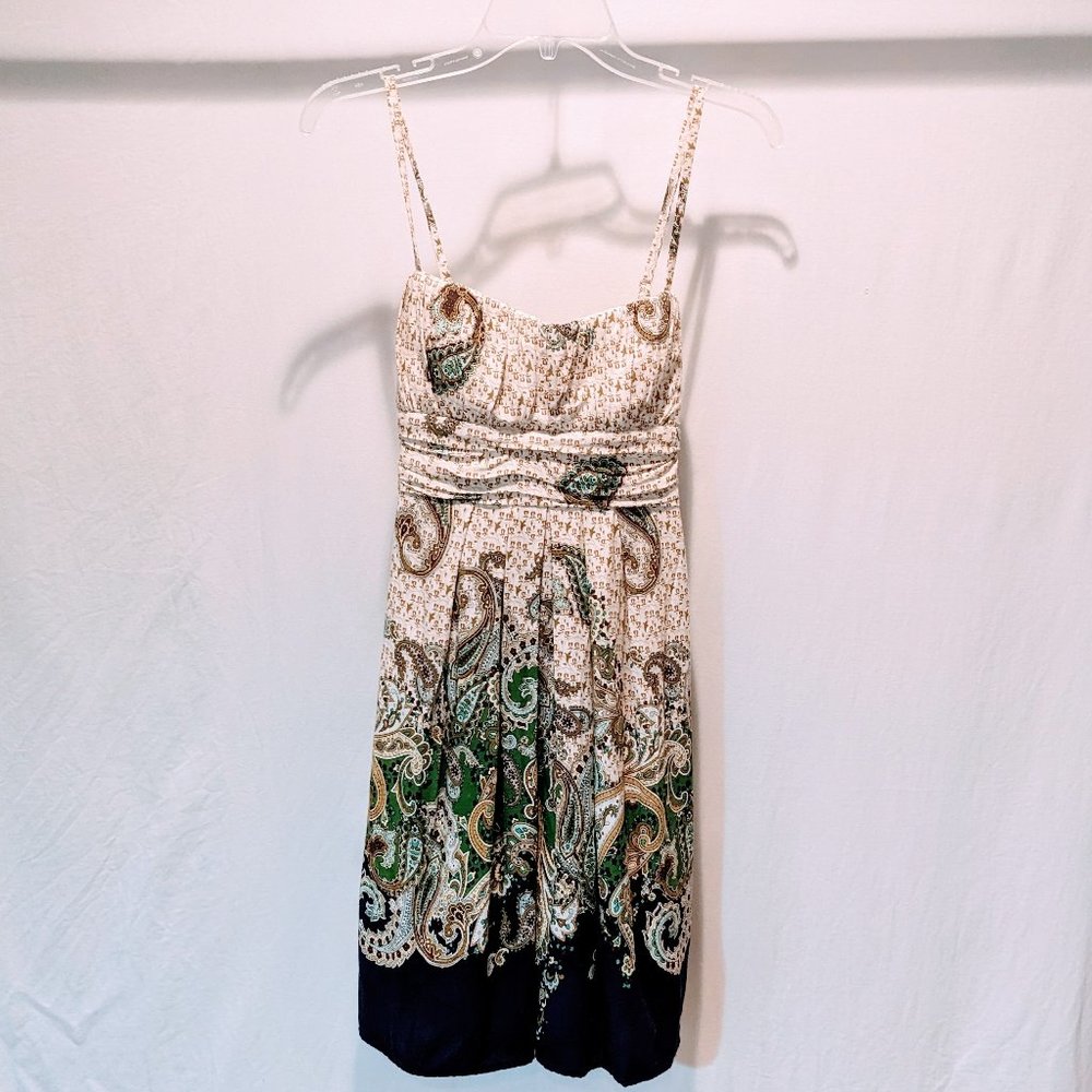I.N. San Francisco Green & Blue Paisley Summer Dress Sz 5